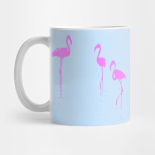 Minimalistic Three Flamingos Silhouette In Pink Mug